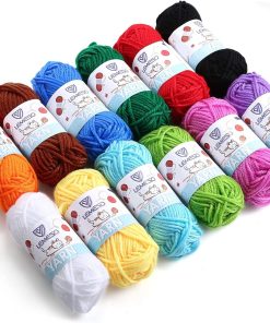 LEMESO Acrylic Yarn Bulk Pack. 12 Skeins for Crochet & Knitting. 180g | 12 Assorted Colors. 15g Mini Skeins. Perfect for Beginners. School Crafts. Art Classes and DIY Projects