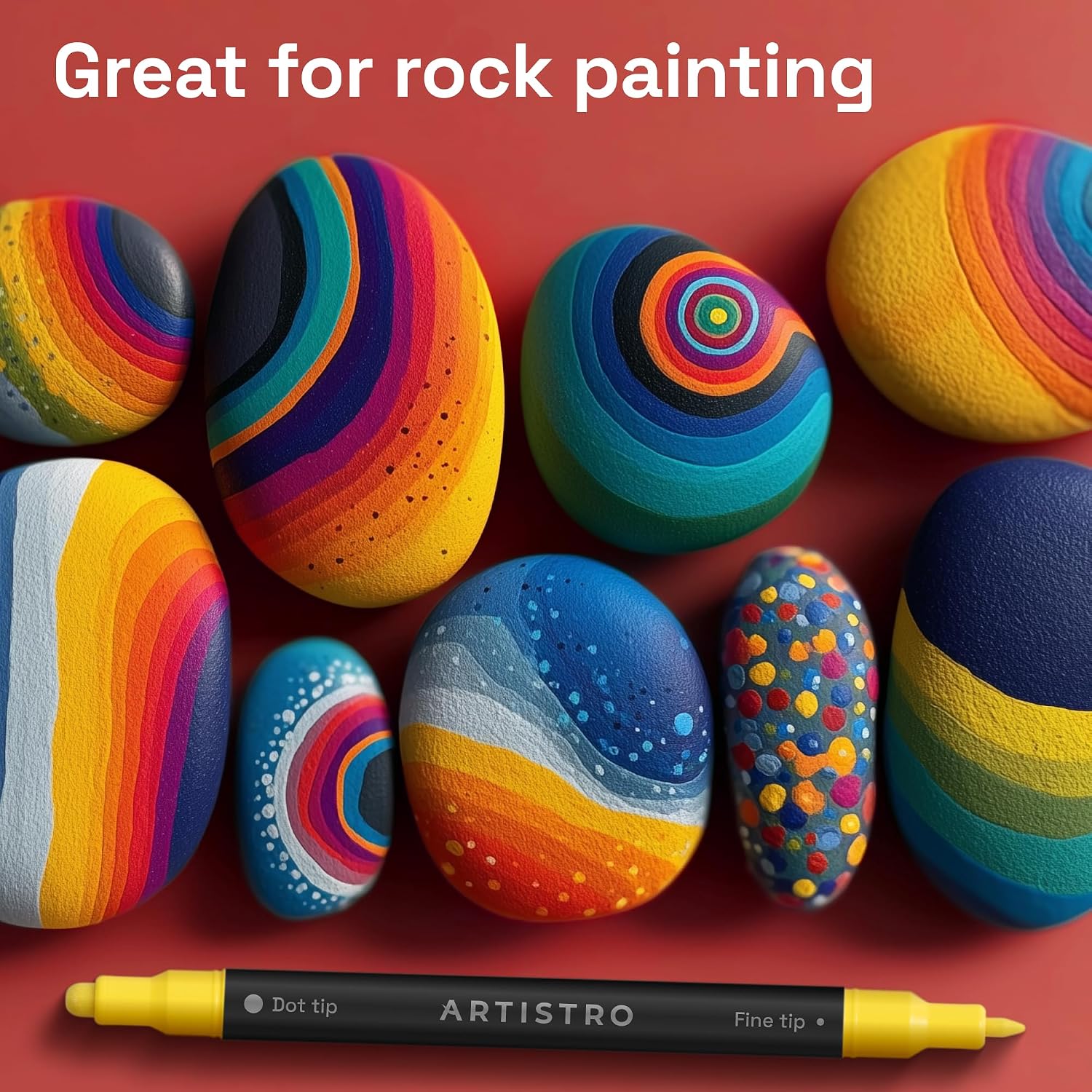 ARTISTRO Precision Dual-Tip Acrylic Paint Marker Pens - Set of 36 | Dot & Fine Tips for Fabric. Rock. Glass. Wood. & Coloring Books. Arts & Crafts Gift. Classroom Must Haves & School Supplies - Image 8